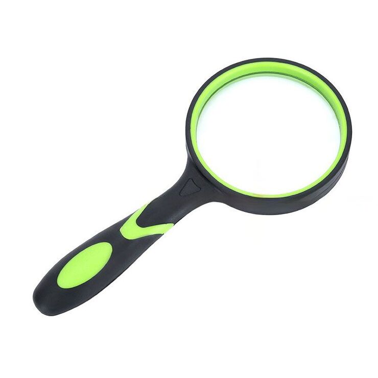 Magnifier, magnifying glass with handle 双色橡胶柄放大镜75-XX-2, diameter 75 mm, magnification: 7Х