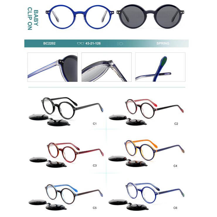 Plastic acetate frame for kids with spring hinges + polarized clip-on Big City BC2202S