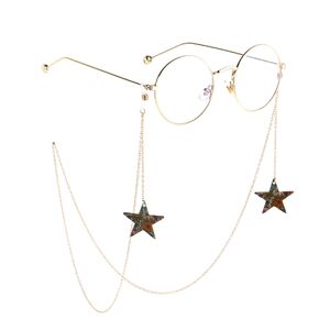 Gold-colored metal non-slip chain, with pendant star, for glasses and masks GL824