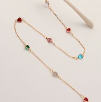 Gold-colored metal non-slip chain, with colorful heart, for glasses and masks GL1848