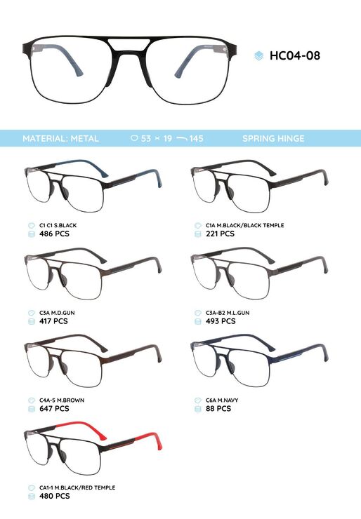 Metal frame with temples made of TR-90 material HC04-08
