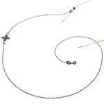 Black-colored metal non-slip chain, with flower grass, for glasses and masks GL091