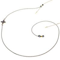 Black-colored metal non-slip chain, with flower grass, for glasses and masks GL091