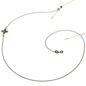 Металлическая нескользящая цепочка черного цвета, с цветком клевера, для очков и масок GL091