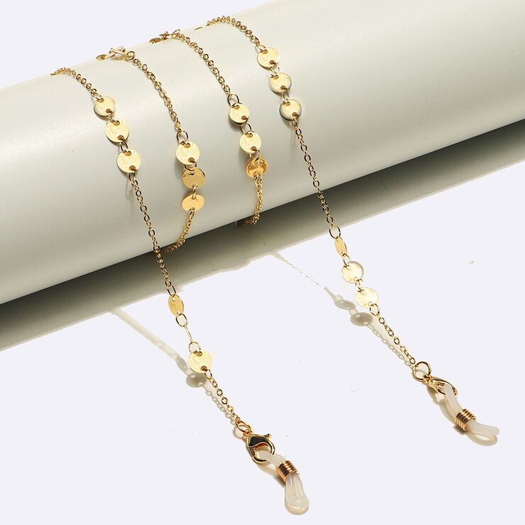 Gold-colored metal non-slip chain, with gold disc, for glasses and masks GL1633