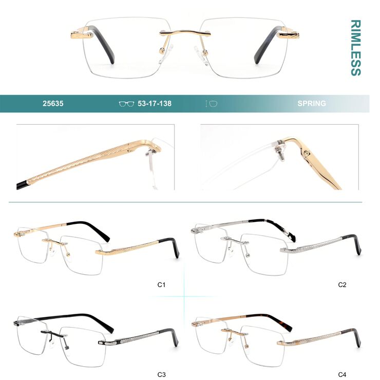 Rimless metal frames for glasses with spring hinges Big City 25635