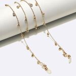 Gold-colored metal non-slip chain, with transparent rhinestones, for glasses and masks GL1461