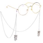 Silver-colored metal non-slip chain, with owl pendant, for glasses and masks GL213