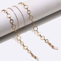 Gold-colored metal non-slip chain, with round, for glasses and masks GL1493