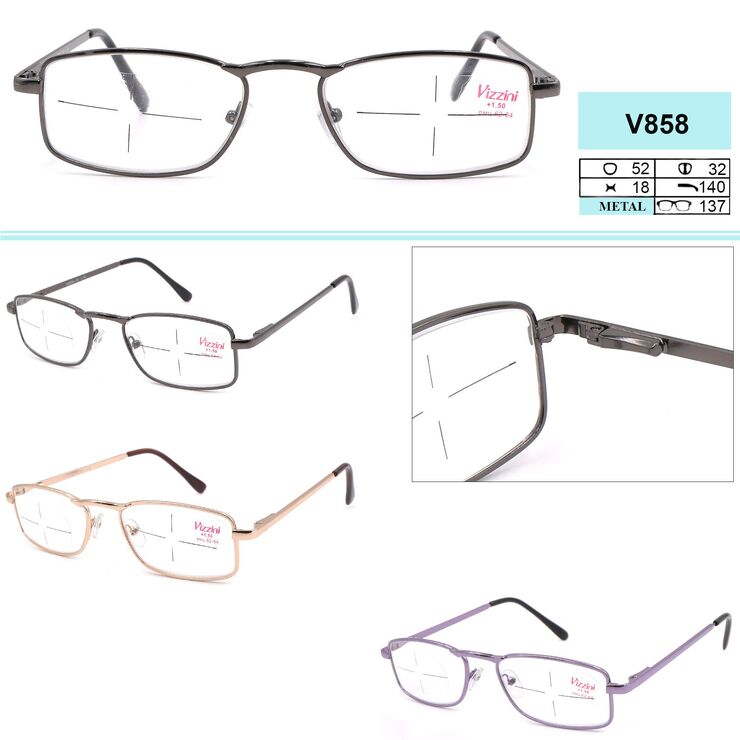 Metal eyeglasses Vizzini V858 (bestseller) Diopter: +0.75 to +4,00 (step 0,25)