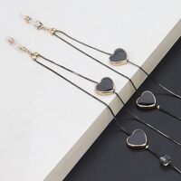 Metal non-slip gold chain with black crystal heart for glasses and masks GL443