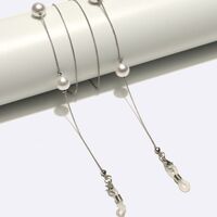 Silver-colored metal non-slip chain, with pearls, for glasses and masks GL1690