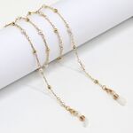 Gold-colored metal non-slip chain, with round gold and pearl, for glasses and masks GL1014