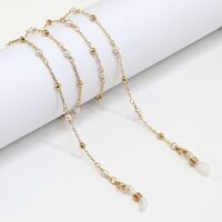 Gold-colored metal non-slip chain, with round gold and pearl, for glasses and masks GL1014