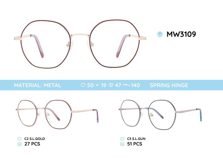 Metal women's frame for glasses MW3109