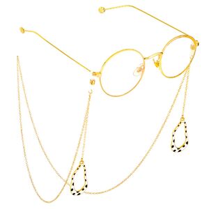 Gold-colored metal non-slip chain, with pendant polka dot, for glasses and masks GL768