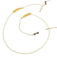 Gold-colored metal non-slip chain, with a feather, for glasses and masks GL041