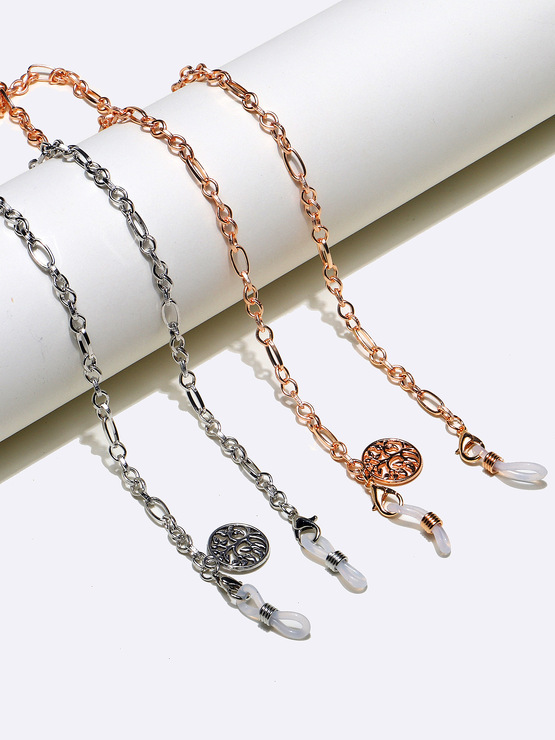 Набор из двух цепочек для очков с черными и белыми бусинами GM093