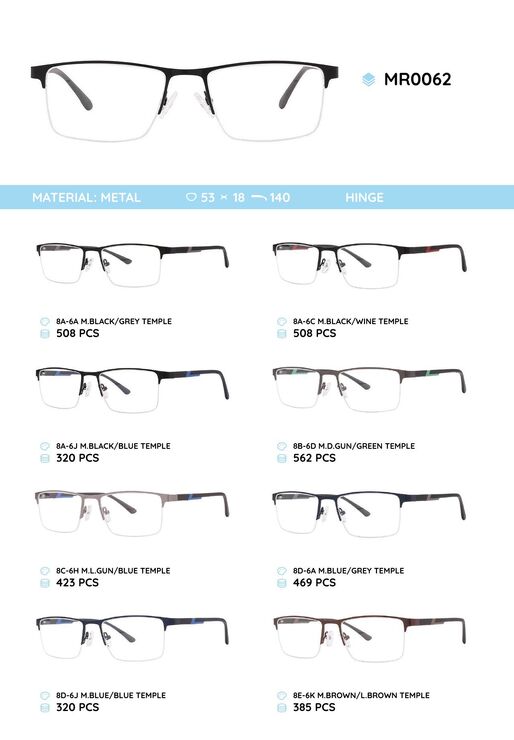 Металлическая оправа с дужками из материала TR-90 MR0062