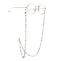 Metal non-slip chain silver, with colorful crystal and steel beads, for glasses and masks GS039
