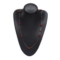 Metal non-slip chain, with red crystal and beads, for glasses and masks GL440