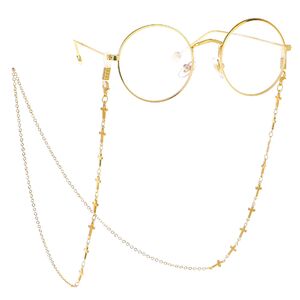 Gold-colored metal non-slip chain, with cross, for glasses and masks GL113