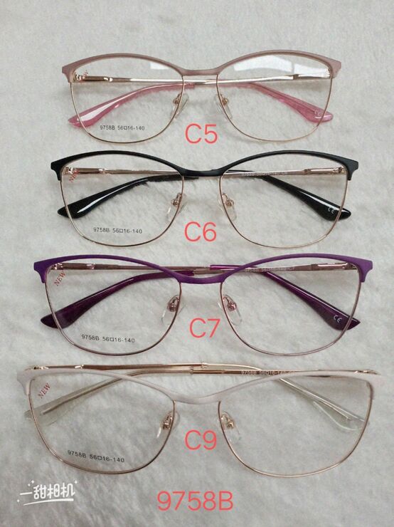 Metal frame for glasses with spring hinges 9758B