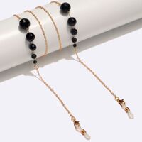 Gold-colored metal non-slip chain, with black crystal, for glasses and masks GL1578