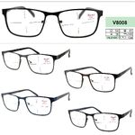 Ready-made semi-rimless metal frame glasses Vizzini V8008, diopters from +0.75 to +6.00