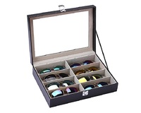 Glasses holder display with 8 slots and grey lining