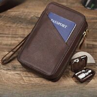 Сумка-барсетка-чехол для очков и девайсов из натуральной кожи с ремешком и молнией CF1149