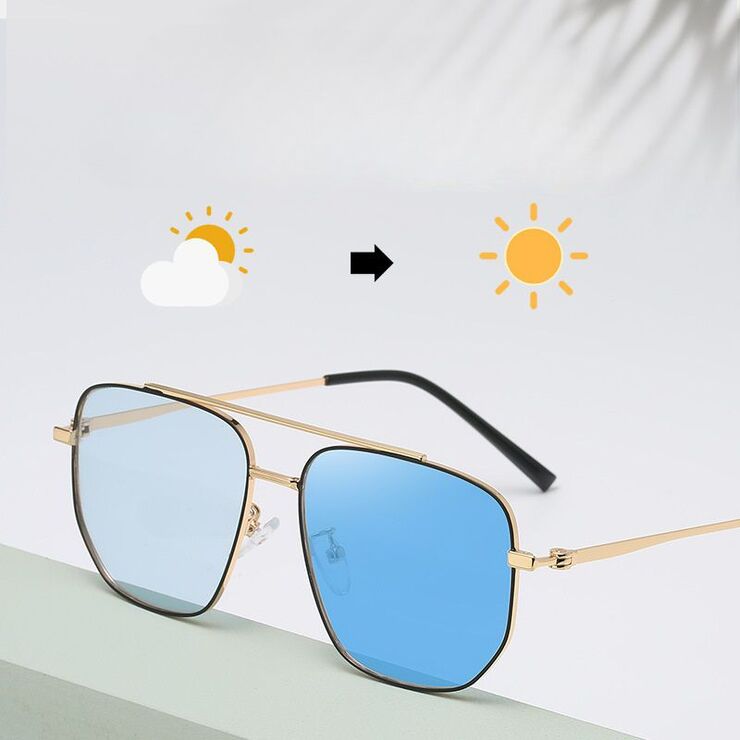 Очки металлические фотохромные с защитой от синего света 9655-2-GT