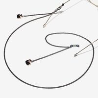 Black-colored metal non-slip chain, with pendant black swan, for glasses and masks GL596