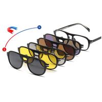 TR90 plastic frame with spring hinges + 5 polarized sun protection magnet clip-on set El Dorado EL1205