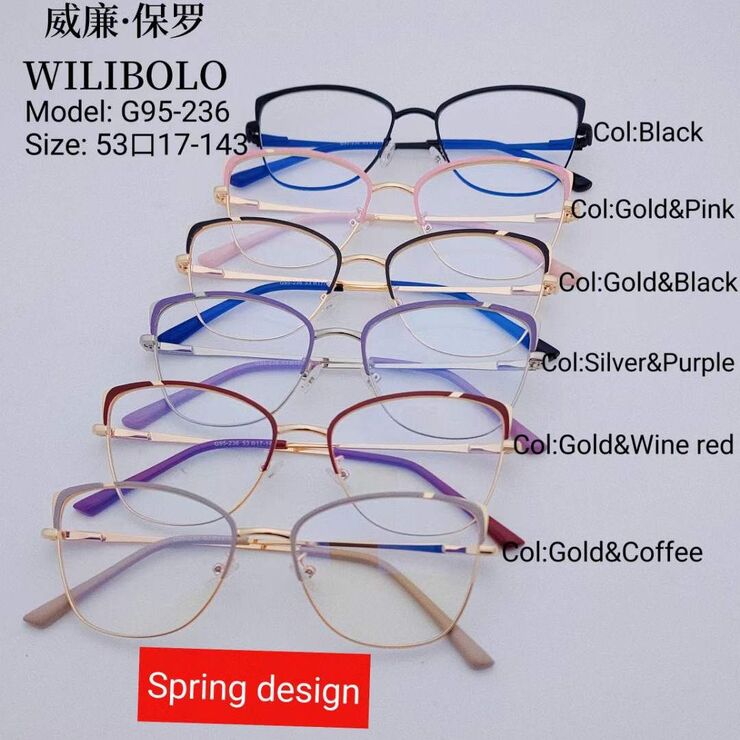 Metal ultrathin frames Wilibolo, with spring hinges G95-236