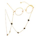 Gold-colored metal non-slip chain, with black and white rhinestones, for glasses and masks GL621