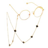 Gold-colored metal non-slip chain, with black and white rhinestones, for glasses and masks GL621