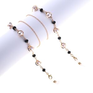 Gold-colored metal non-slip chain, with pearl and crystal, for glasses and masks GL852