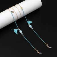 Gold-colored metal non-slip chain, with ceramic beads and tassel, for glasses and masks GL924