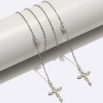 Silver-colored metal non-slip chain, with a cross-shaped pendant, for glasses and masks GL1727
