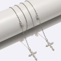 Silver-colored metal non-slip chain, with a cross-shaped pendant, for glasses and masks GL1727