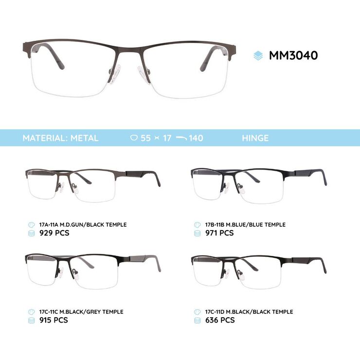 Оправа для очков металлическая мужская полуободковая MM3040