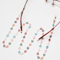 Gold-colored metal non-slip chain, with colorful heart, for glasses and masks GL1895