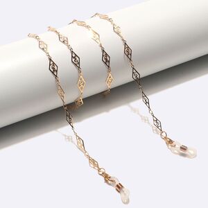 Gold-colored metal non-slip chain, with hollow diamond, for glasses and masks GL1614