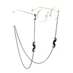 Black-colored metal non-slip chain, with pendant beard, for glasses and masks GL830