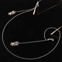 Silver-colored metal non-slip chain, with owl pendant, for glasses and masks GL213