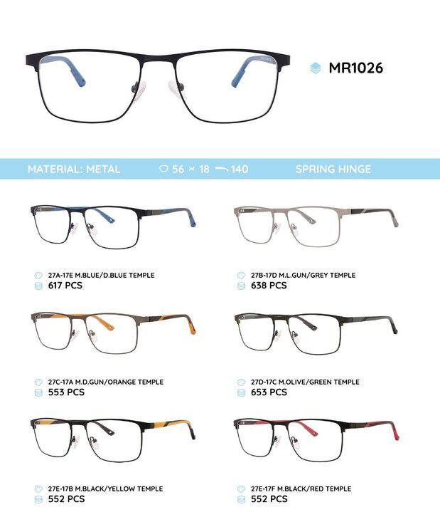 Metal frame with TR-90 temples with spring hinges MR1026