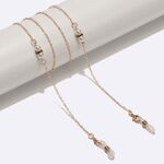 Gold-colored metal non-slip chain, with black rhinestone and pearls, for glasses and masks GL1562