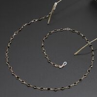 Metal non-slip chain, with black glass beads, for glasses and masks GL329