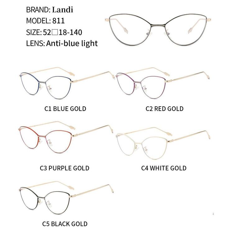 Protective metal glasses with anti-blue light lenses Landi LD811